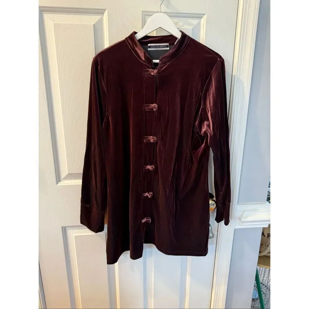 Vintage Amanda Smith Stretch Burgundy Asian Inspired Goth sz XL EUC